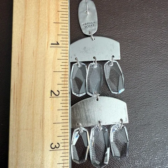 Kendra Scott Silver and Clear Chandelier Dangle Earrings - Picture 4 of 7